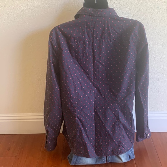 Talbots Classic Cotton Button Down shirt Size 8 Navy blue & Red Polkadot - Picture 8 of 9